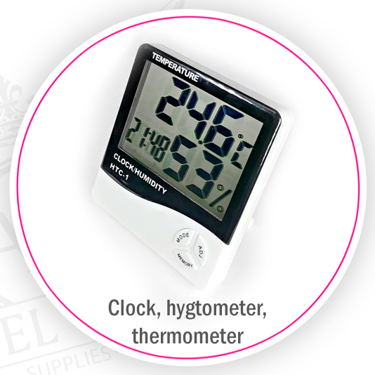hygromeret thermometer clock portable